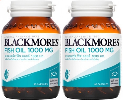 blackmores Fish Oil 1000mg. น้ำมันปลา (80capX2ขวด) Pack